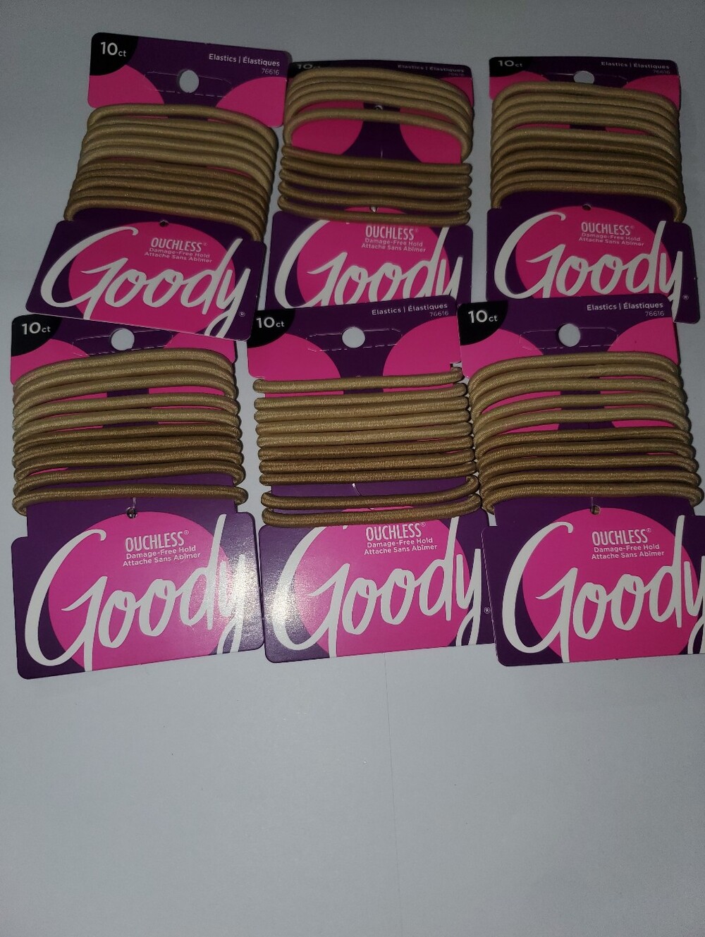 6 Pks Ouchless Tan Elastic Hair Ties